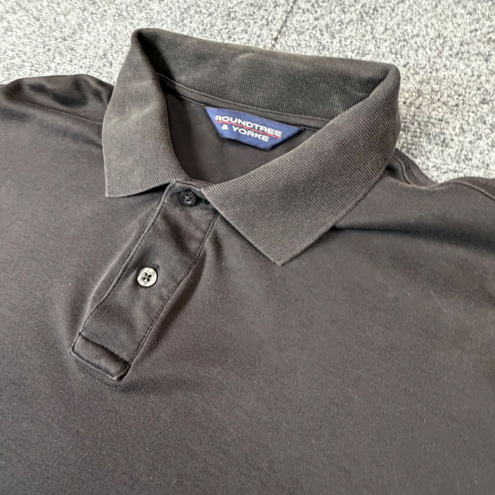 Roundtree & Yorke Mens Size LT Large Tall Black Short Sleeve Cotton Polo Shirt